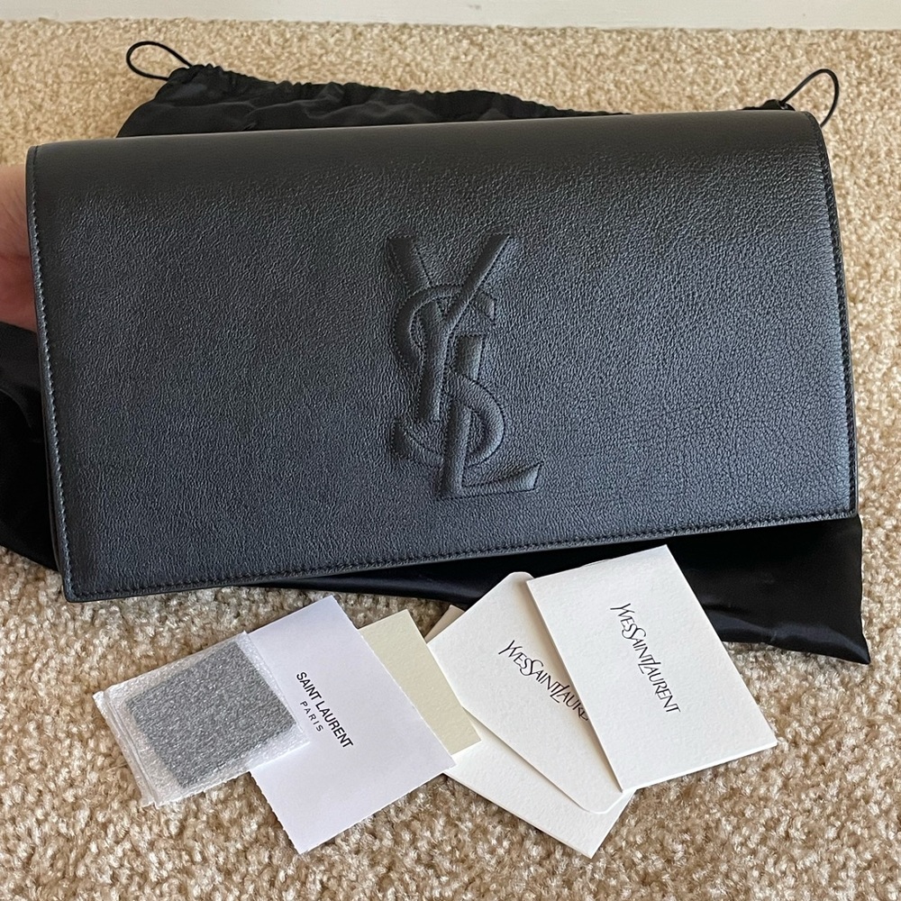 💯% Authentic Yves Saint Laurent YSL Black Leather Clutch